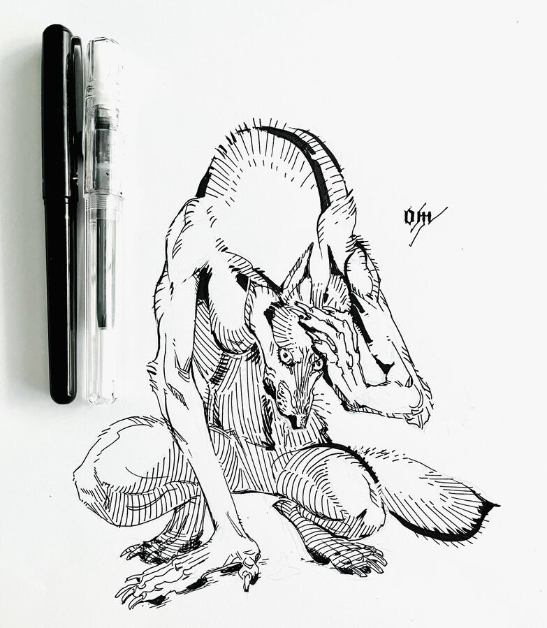 Werewolf Ink Drawing